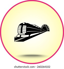 Train travels from tunnel sign icons, vector illustration. Flat design style