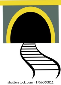 Train tunnel, illustration, vector on white background