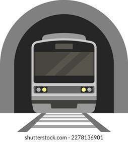 A train and tunnel isolated vector illustration.