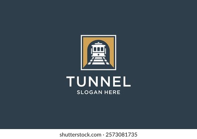 train tunnel logo design premium vector.