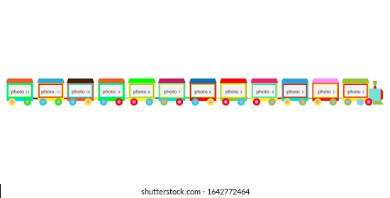 Train with twelve wagons of different colors