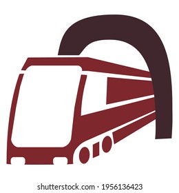 Train, underground, tram, metro, isolated icon on white background.  Vector illustration 