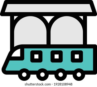 train vector colour line icon