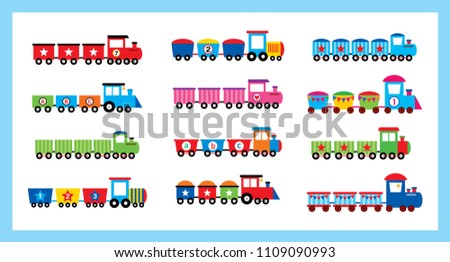 train vector. cute train cartoon illustration set. cute choo choo train vector cartoon.