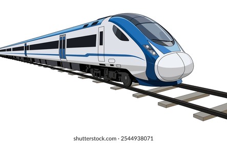 Diseño de Vector de tren, Bullet Train Illustration, tren blanco, rápido, Pistas, correr, Vector de tren bala