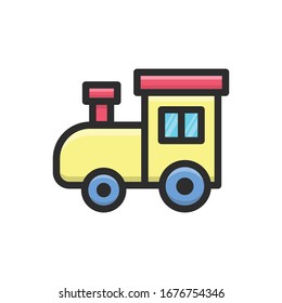 Train vector filled color outline icon. 