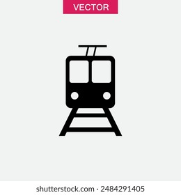 Icono de Vector de tren. Ilustración plana simple del estilo de moda de la estación de ferrocarril para el Web y el App sobre fondo blanco...