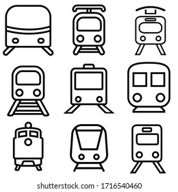 Train vector icon set. railway illustration sign collection. Tram symbol. Public transport logo.