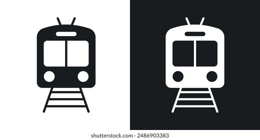 Train vector icon set in solid black and white color