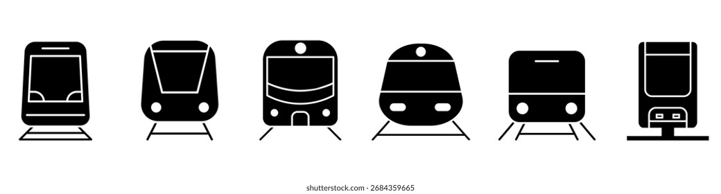 Train vector icon set. tram illustration sign collection. public transport symbol or logo.