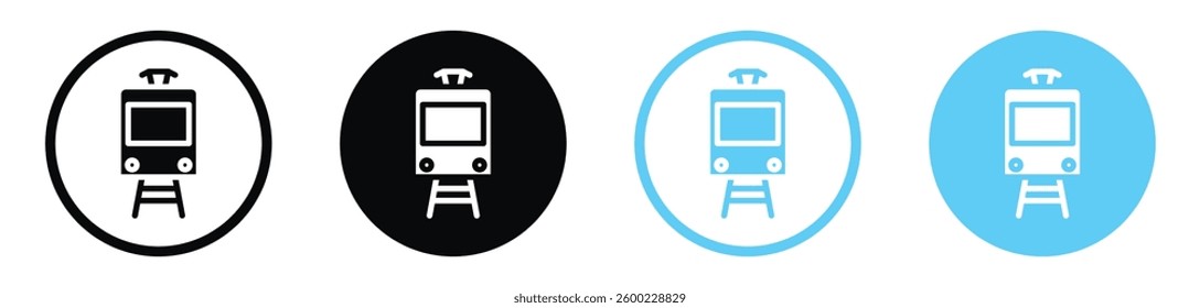 Train vector icons in black and blue colors