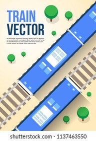 Train vector illustration, transportation, flat style, top view, brochure template.