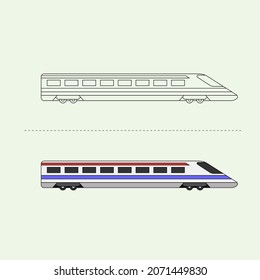 Design-Illustration des Zugfahrzeugs Bildungs-Farbbuchseiten für Kinder.