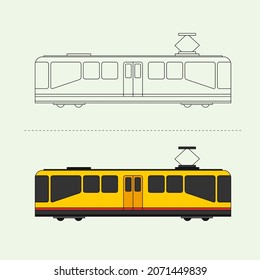 Train Vehicle Vector Design Illustration. Education Coloring book pages for kids.