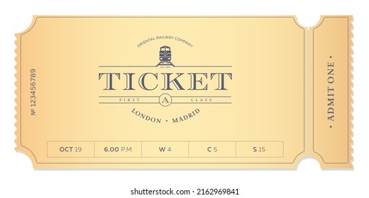 Train vintage ticket template on light background. For excursion routes, retro parties and clubs and other projects. Just add your own text. Vector. can be used for printing.