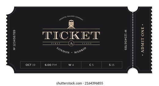 Train vintage ticket template on dark background. For excursion routes, retro parties and clubs and other projects. Just add your own text. Vector. can be used for printing.