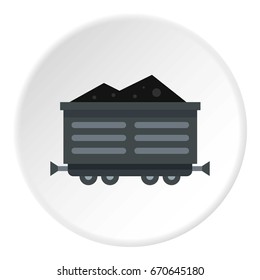 Train waggon with coal icon in flat circle isolated vector illustration for web