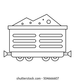 Train waggon with coal icon. Outline illustration of train waggon with coal vector icon for web