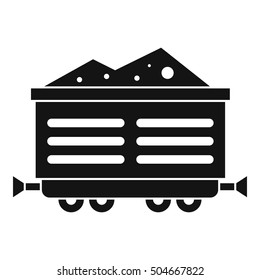 Train waggon with coal icon. Simple illustration of train waggon with coal vector icon for web