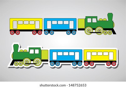 Train and wagon in colors, vector illustration