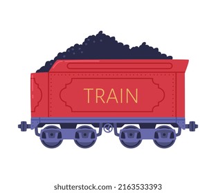 Vagón de tren con iluminación vectorial de mercancías y carga