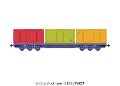 Vagón de tren con iluminación vectorial de mercancías y carga