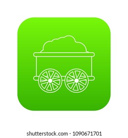 Train wagon icon green vector isolated on white background