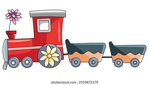 Train + wagon isolated on white background