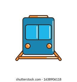 train wagon railway transport vector illustration line and fill