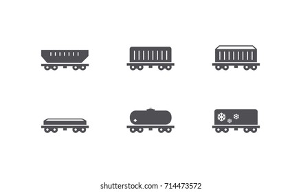 Train, wagon shipping icons. Logistic pictograms for cargo