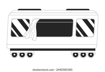 Train wagon wheels black and white 2D line cartoon object. Railway passenger train isolated vector outline item. Transportation railroad. Transport public vehicle monochromatic flat spot illustration