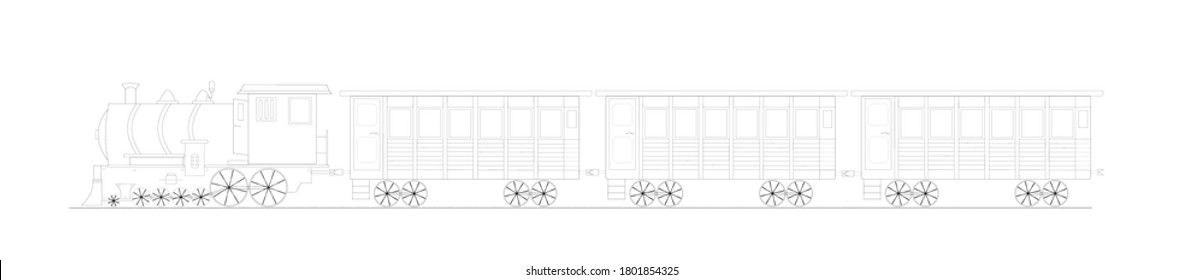 Zug mit Wagen einzeln auf weißem Hintergrund