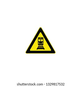 train warning sign on a white background
