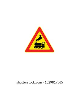 train warning sign on a white background