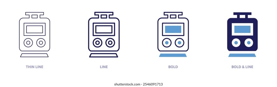 Train warranties icon in 4 different styles. Thin Line, Line, Bold, and Bold Line. Duotone style. Editable stroke.