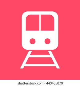 Train white icon on magenta color background. Eps-10.