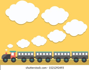 Train With White Smoke Space For Text, Vector, Illustration