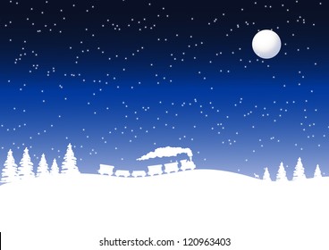 Train in a winter landscape