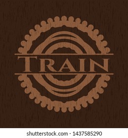 Train wood icon or emblem. Vector Illustration.