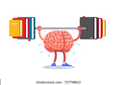 Train your brain, raise and read books. Modern flat style thin line vector illustration isolated on white background.
