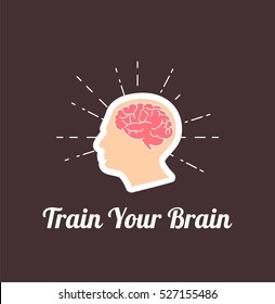 Train Your Brain silhouette. Man head. Vector Illustration 