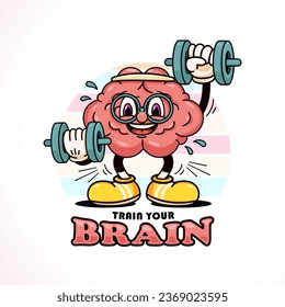 Entrena Tu Cerebro. Adecuado para logotipos, mascotas, camisetas, pegatinas y carteles