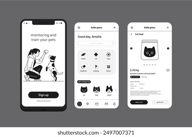 Trainieren Sie Ihr Haustier Handy App Vektordesign in eps 10