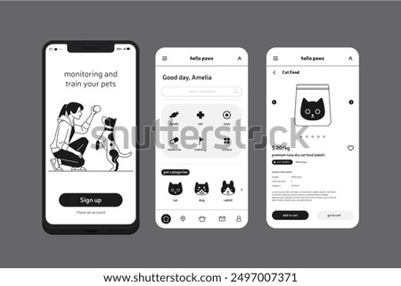 Train your pet mobile phone app vector design in eps 10