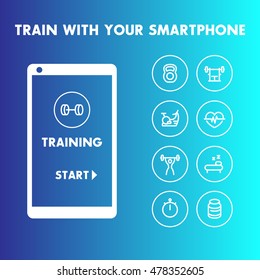 Train with your smartphone, training line icons