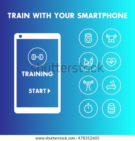 Train with your smartphone, training line icons
