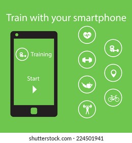 Train with your smartphone vector illustration, eps10, easy to edit