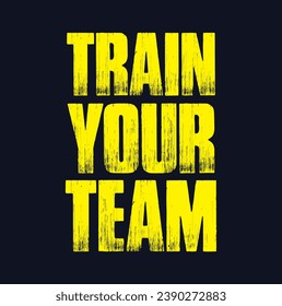 train your team text on blue background.