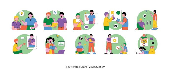 Train yourself with various creative ideas, vector illustrations build skills.