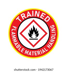 Diseño de pegatinas de manejo de materiales inflamables. Signo de seguridad industrial.